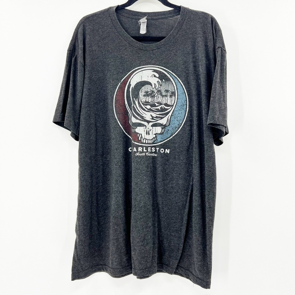 Grateful Dead T-Shirt Men XXL Gray Good Charleston SC Steal Your Face Wave Tee